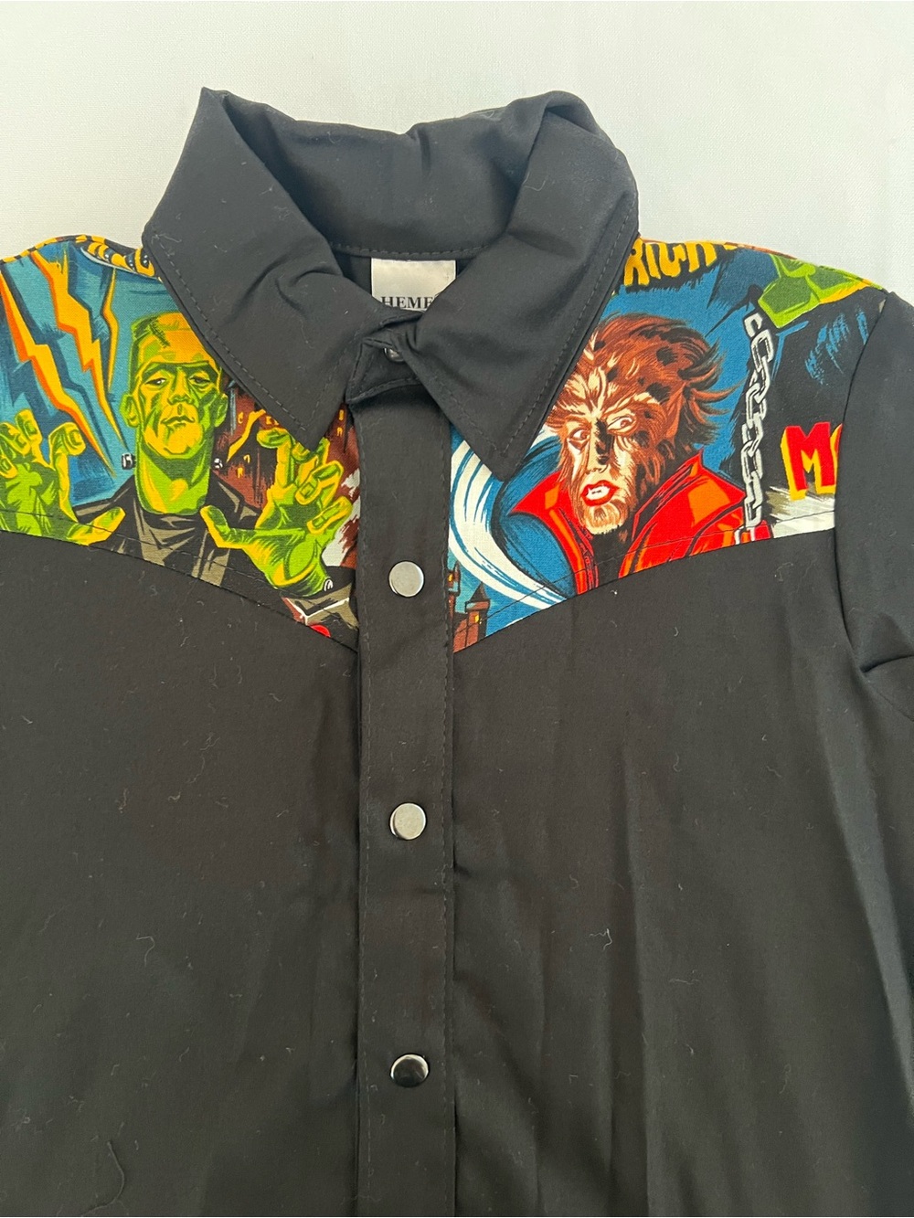 Hemet Graphic Button Down Monster Comic Print